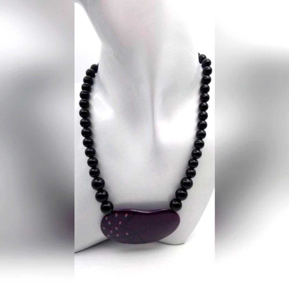 Royal depth purple abstract‎ art necklace